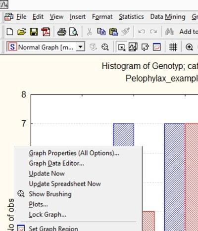 Fig. 5.2.1. Right‑clicking in the area next to the graph opens a context menu; one of its options, Graph Properties (All Options) …, allows extensive modification of its properties Colors of graph elements, as well as many other features, can be ch